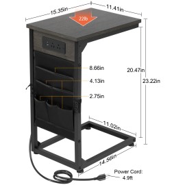 AMHANCIBLE Narrow Coffee Bedside Table with Cloth Storage Bag for Sofa, Small Spaces, Living Room, Bedroom