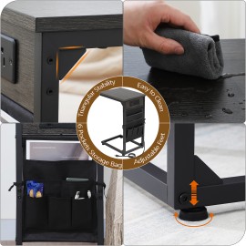 AMHANCIBLE Narrow Coffee Bedside Table with Cloth Storage Bag for Sofa, Small Spaces, Living Room, Bedroom