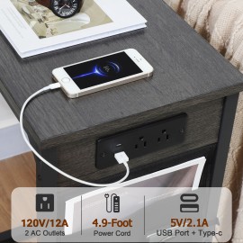 AMHANCIBLE Narrow Coffee Bedside Table with Cloth Storage Bag for Sofa, Small Spaces, Living Room, Bedroom