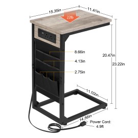AMHANCIBLE Narrow Coffee Bedside Table with Cloth Storage Bag for Sofa, Small Spaces, Living Room, Bedroom