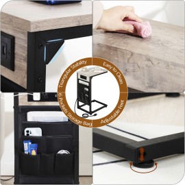AMHANCIBLE Narrow Coffee Bedside Table with Cloth Storage Bag for Sofa, Small Spaces, Living Room, Bedroom