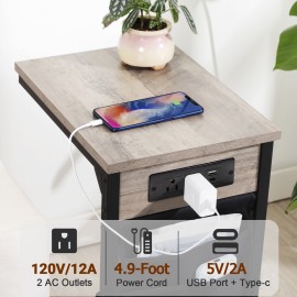 AMHANCIBLE Narrow Coffee Bedside Table with Cloth Storage Bag for Sofa, Small Spaces, Living Room, Bedroom