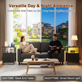  Nightstands Set of 2 with Charging Station and LED Lights