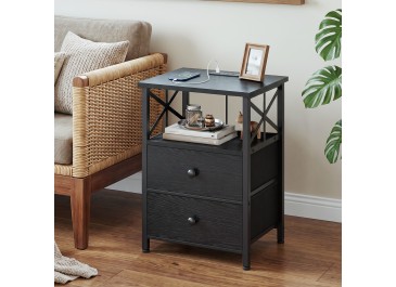  Nightstands Set of 2, Large Night Stand with Charging Station