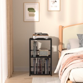 LOAKEKEL 唱片机支架带唱片收纳功能 黑色 HETCD010BK-1