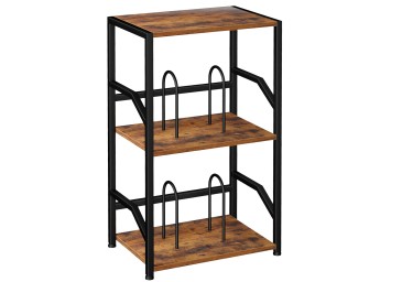 Record Player Stand with Record Storage Brown HETCD010BR-1