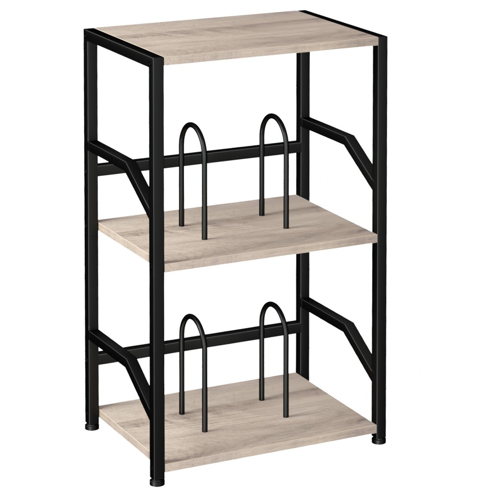 LOAKEKEL 唱片机支架带唱片收纳功能 灰色 HETCD010GY-1