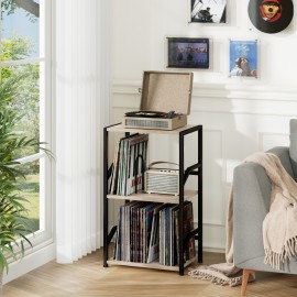 LOAKEKEL 唱片机支架带唱片收纳功能 灰色 HETCD010GY-1