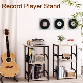 LOAKEKEL 唱片机支架带唱片收纳功能 灰色 HETCD010GY-1