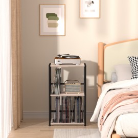 LOAKEKEL 唱片机支架带唱片收纳功能 灰色 HETCD010GY-1