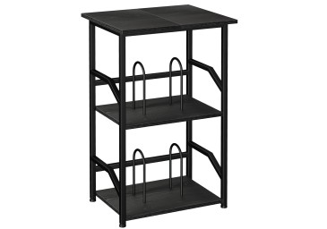 Record Player Stand with Extra-Large Desktop Black HETCD020BK-1