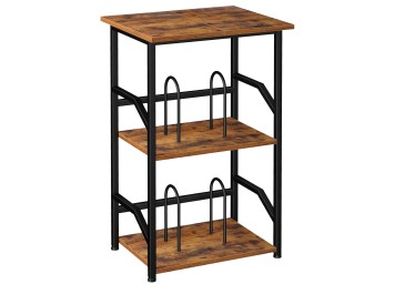 Record Player Stand with Extra-Large Desktop Brown HETCD020BR-1