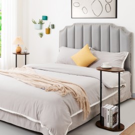 LOAKEKEL Side Table, 2-Tier End Table with Wheels, for Living Room, Skinny Tall Nightstand for Small Spaces, Bedroom, Rustic Brown, HETNR01BR-1