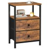 Nightstand with Fabric Drawers Rustic Brown HETS002BR-1