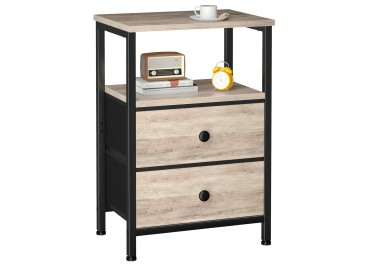 Nightstand with Fabric Drawers Gray HETS002GY-1
