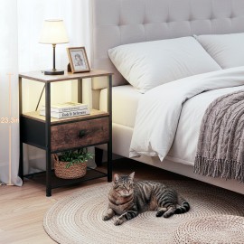 LOAKEKEL Small Nightstand with Charging Station HETS01PBR