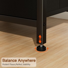 LOAKEKEL Night Stand with Charging Station, Small Bedside Table with Fabric Drawer, Nightstand with USB Ports & Outlets for Bedroom, Living Room, Black, HETS020BK-1