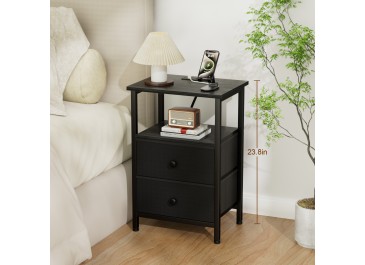 LOAKEKEL Small Nightstand with Charging Station, Set of 1