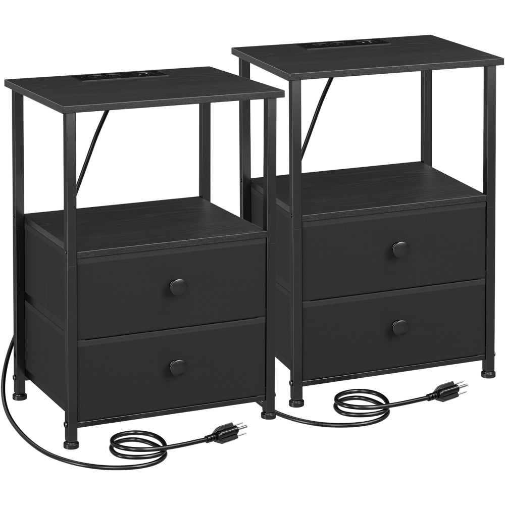 LOAKEKEL 带充电站的小型床头柜 HETS020BK