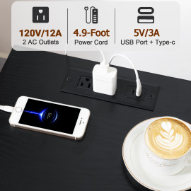 LOAKEKEL 带充电站的小型床头柜 HETS020BK