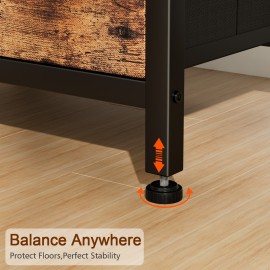 LOAKEKEL Night Stand with Charging Station, Small Bedside Table with Fabric Drawer, Nightstand with USB Ports & Outlets for Bedroom, Living Room, Brown, HETS020BR-1