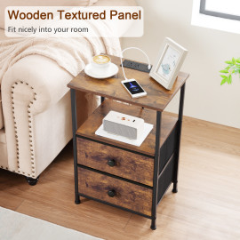 LOAKEKEL 带充电站的小型床头柜 HETS020PBR