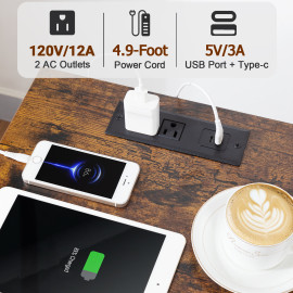 LOAKEKEL 带充电站的小型床头柜 HETS020PBR