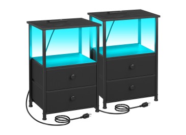 LOAKEKEL Nightstand with Charging Station HETS02BK