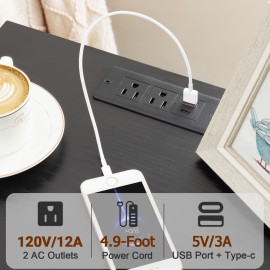 LOAKEKEL Nightstand with Charging Station HETS02BK