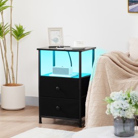 LOAKEKEL Nightstand with Charging Station HETS02BK