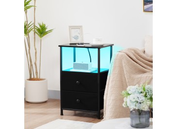 LOAKEKEL Nightstand with Charging Station HETS02BK