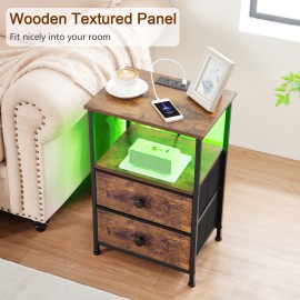 LOAKEKEL Nightstand with Charging Station HETS02PBR