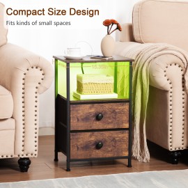 LOAKEKEL Nightstand with Charging Station HETS02PBR