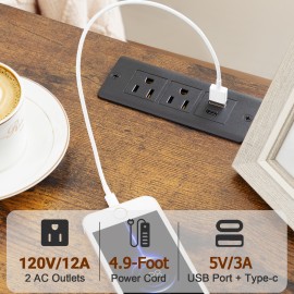 LOAKEKEL Nightstand with Charging Station HETS02PBR