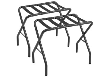 AMHANCIBLE Luggage Rack, Set of 2, Foldable Suitcase Stands, Metal Luggage Holder for Guest Room, Bedroom, Hotel, Holds up to 50 kg, Easy Assemble, Black HLR01BK