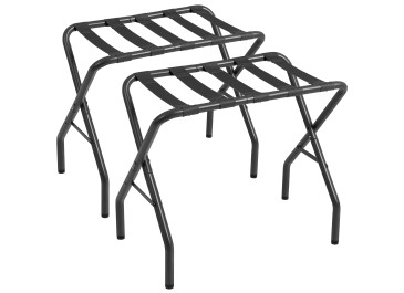 AMHANCIBLE Luggage Rack, Set of 2, Foldable Suitcase Stands, Metal Luggage Holder for Guest Room, Bedroom, Hotel, Holds up to 50 kg, Easy Assemble, Black HLR01BK