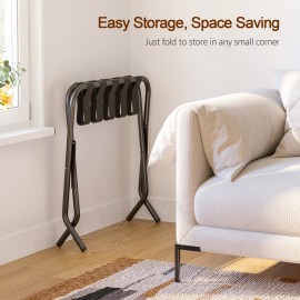 AMHANCIBLE Luggage Rack, Set of 2, Foldable Suitcase Stands, Metal Luggage Holder for Guest Room, Bedroom, Hotel, Holds up to 50 kg, Easy Assemble, Black HLR01BK