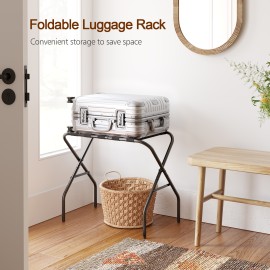 AMHANCIBLE Luggage Rack, Set of 2, Foldable Suitcase Stands, Metal Luggage Holder for Guest Room, Bedroom, Hotel, Holds up to 50 kg, Easy Assemble, Black HLR01BK