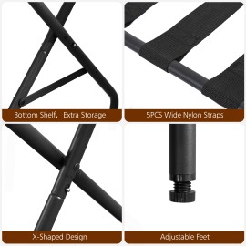 AMHANCIBLE Luggage Rack, Set of 2, Foldable Suitcase Stands, Metal Luggage Holder for Guest Room, Bedroom, Hotel, Holds up to 50 kg, Easy Assemble, Black HLR01BK