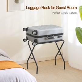 AMHANCIBLE Luggage Rack, Set of 2, Foldable Suitcase Stands, Metal Luggage Holder for Guest Room, Bedroom, Hotel, Holds up to 50 kg, Easy Assemble, Black HLR01BK