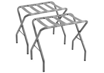AMHANCIBLE Luggage Rack, Set of 2, Foldable Suitcase Stands, Metal Luggage Holder for Guest Room, Bedroom, Hotel, Holds up to 50 kg, Easy Assemble, Grey HLR01GY