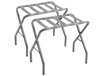 AMHANCIBLE Luggage Rack, Set of 2, Foldable Suitcase Stands, Metal Luggage Holder for Guest Room, Bedroom, Hotel, Holds up to 50 kg, Easy Assemble, Grey HLR01GY