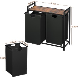 AMHANCIBLE Laundry Hamper, Laundry Basket, Laundry Sorter with 2 Pull-Out