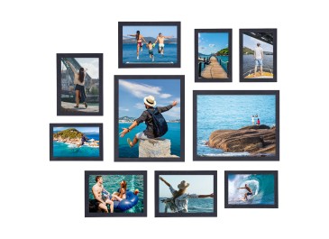 LOAKEKEL Photo Frames, Picture Frame Set of 10, Two 8x10, Four 5x7, Four 4x6, Collage Picture Frames, for Wall, Tabletop, Gallery Display, Multiple Sizes Photos, Black HPFP10BK