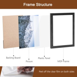 LOAKEKEL Photo Frames, Picture Frame Set of 10, Two 8x10, Four 5x7, Four 4x6, Collage Picture Frames, for Wall, Tabletop, Gallery Display, Multiple Sizes Photos, Black HPFP10BK