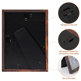 LOAKEKEL Photo Frames, Picture Frame Set of 10, Two 8x10, Four 5x7, Four 4x6, Collage Picture Frames, for Wall, Tabletop, Gallery Display, Multiple Sizes Photos, Brown HPFP10BR