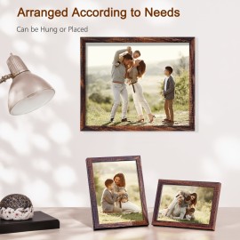 LOAKEKEL Photo Frames, Picture Frame Set of 10, Two 8x10, Four 5x7, Four 4x6, Collage Picture Frames, for Wall, Tabletop, Gallery Display, Multiple Sizes Photos, Brown HPFP10BR