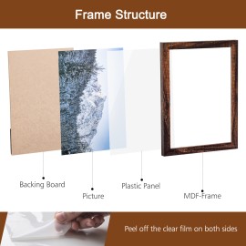 LOAKEKEL Photo Frames, Picture Frame Set of 10, Two 8x10, Four 5x7, Four 4x6, Collage Picture Frames, for Wall, Tabletop, Gallery Display, Multiple Sizes Photos, Brown HPFP10BR