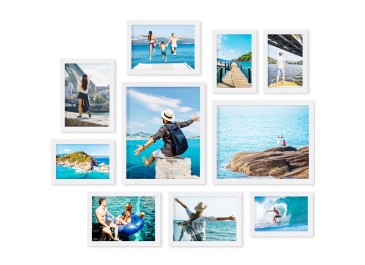 LOAKEKEL Photo Frames, Picture Frame Set of 10, Two 8x10, Four 5x7, Four 4x6, Collage Picture Frames, for Wall, Tabletop, Gallery Display, Multiple Sizes Photos, White HPFP10WT