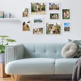 LOAKEKEL Photo Frames, Picture Frame Set of 10, Two 8x10, Four 5x7, Four 4x6, Collage Picture Frames, for Wall, Tabletop, Gallery Display, Multiple Sizes Photos, White HPFP10WT